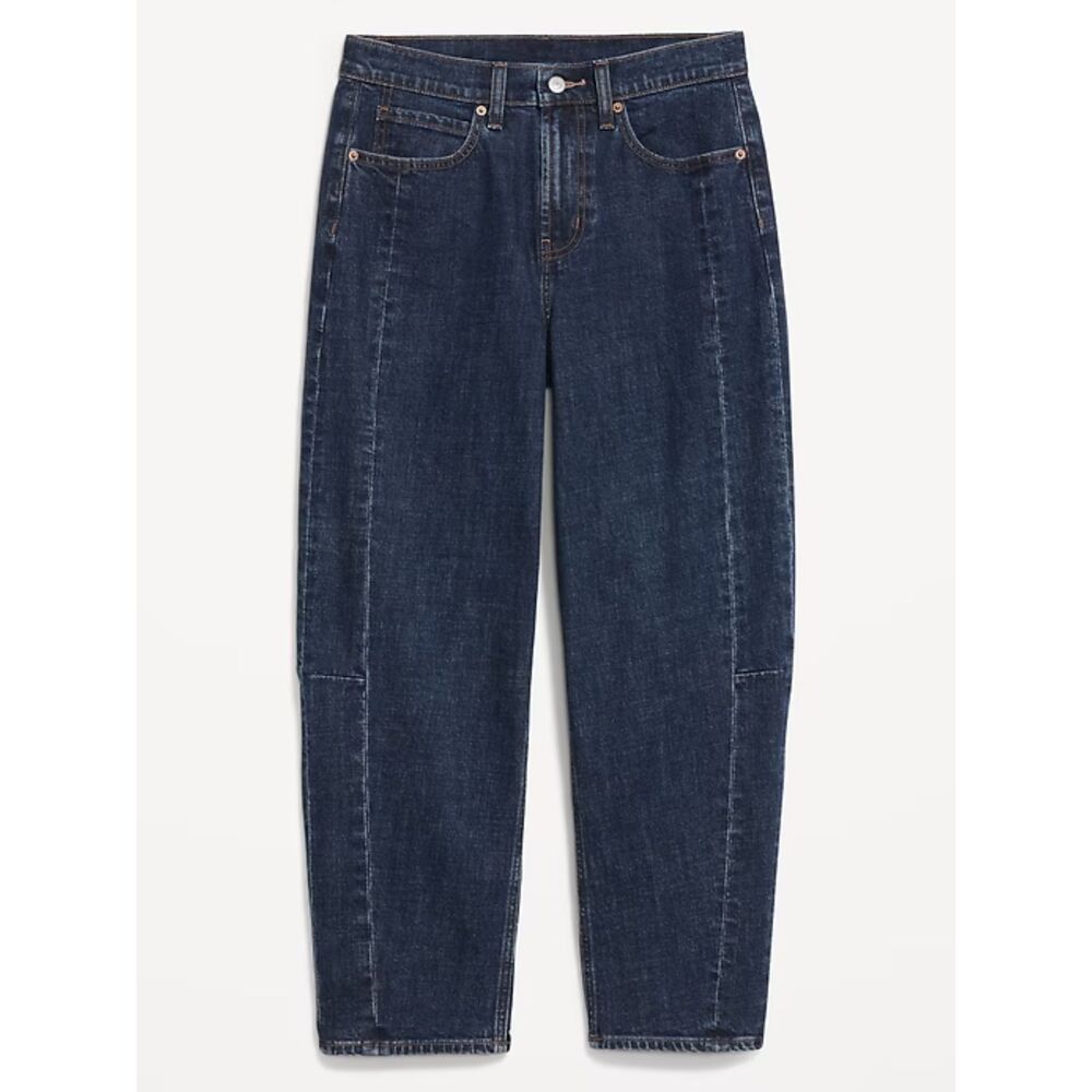 Old Navy Women's High-Waisted Barrel Ankle Jeans, Dark Wash, Size 20 Regular - Picture 3 of 11
